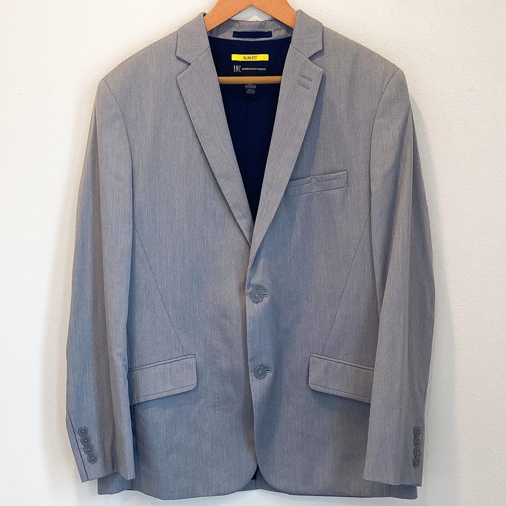 INC International Concepts Slim Fit Two Piece Suit Grey Size Large 34W
